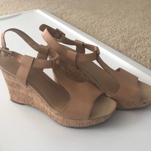 Tan wedges, size 7